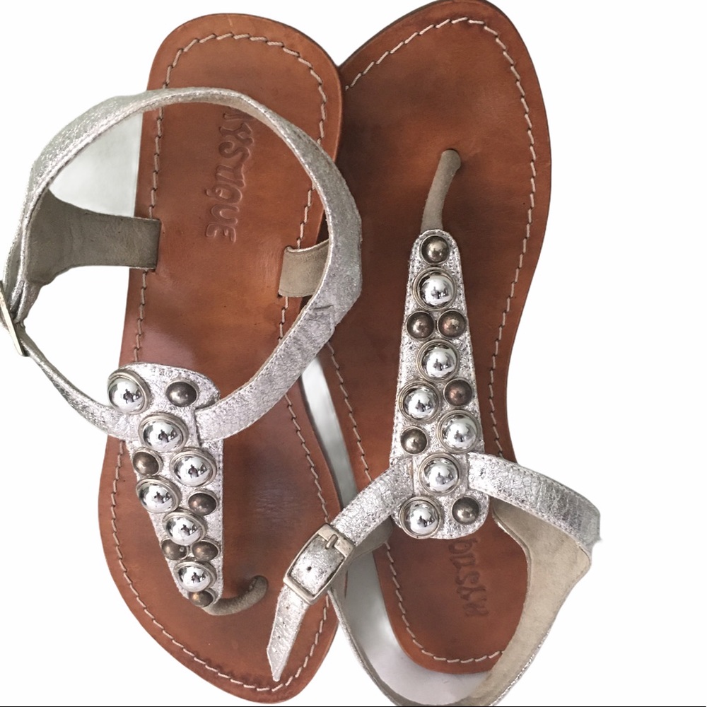 Mystique Women Sandals Leather Handmade Silver 9